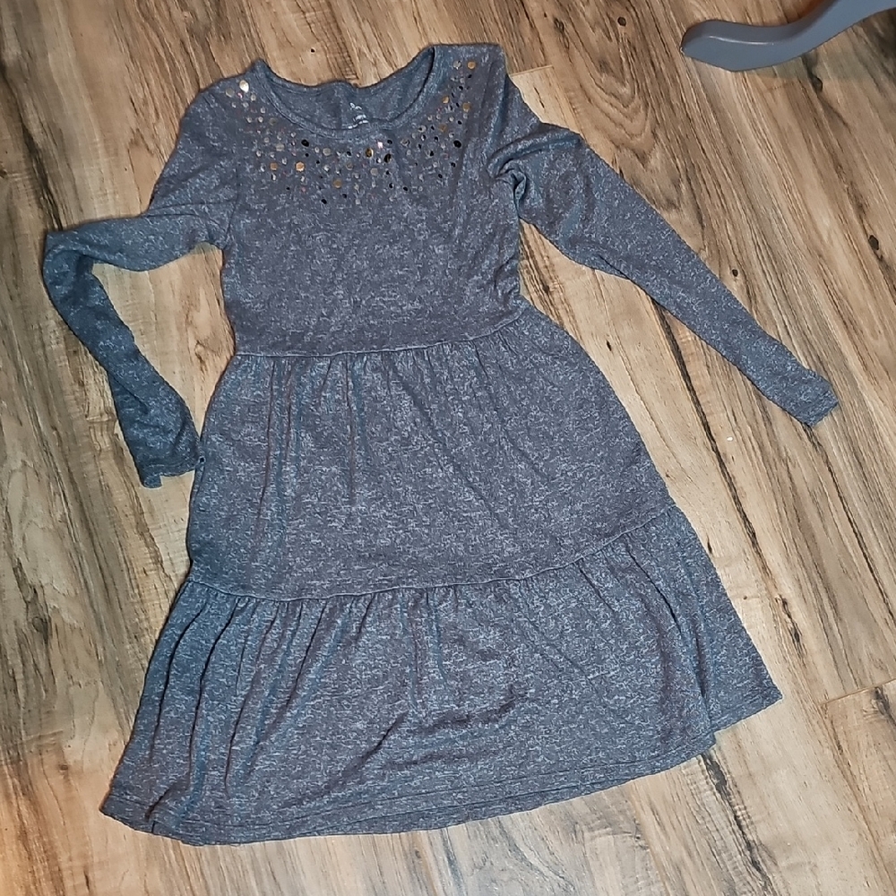 SO Charcoal Kids Dress with Studded Detail